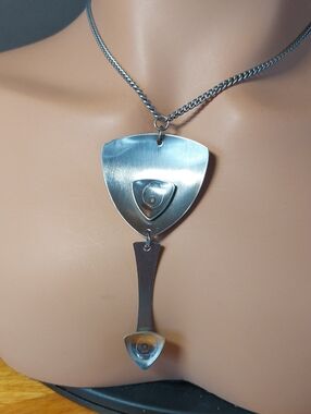 70s Ralph Weston Adeline Stainless Steel Modernist Necklace